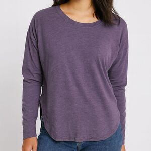 NWOT Chaser Tri-Blend Scoop Neck Burnout Rounded Hi-Low Hem Long Sleeve Tee XS